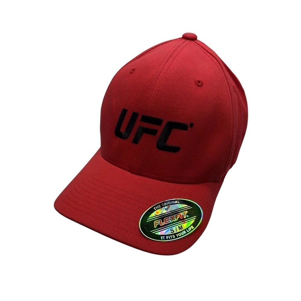 NWT Reebok UFC Logo RED Baseball Cap Hat Flex-Fit Size S/M Adult